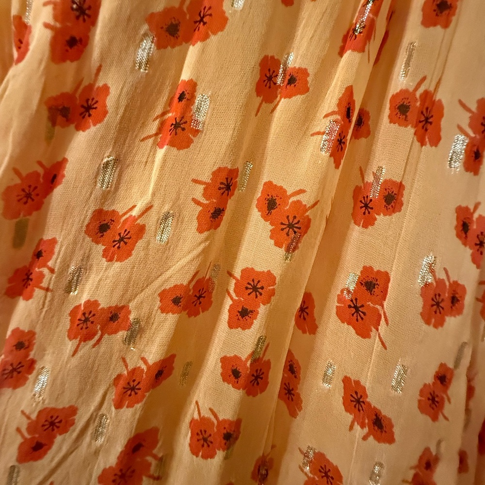 Free People Long Sleeve smocked open back orange 🍊 Floral Dress - Picture 10 of 11
